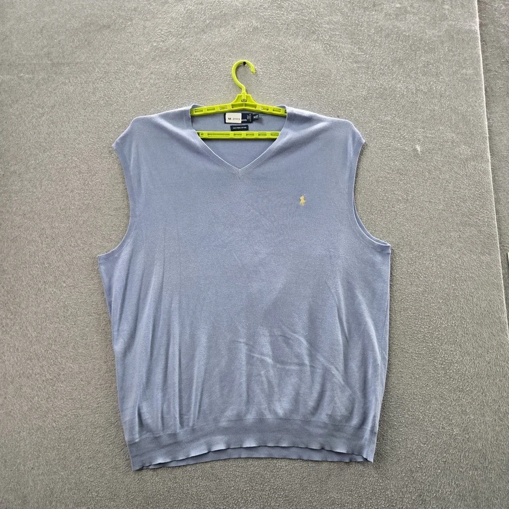 Polo Ralph Lauren Men Sweater 1TX Light Blue Vest Embroidered Logo Sleeveless